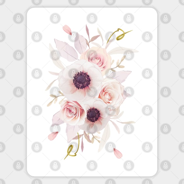 Pink Roses Bouquet Magnet by Mako Design 